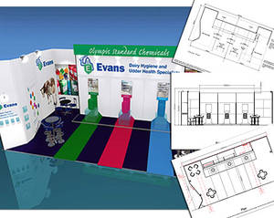 3d exhibit design with line drawing
